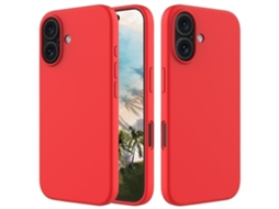 Capa De Silicone Para Iphone 16 Plus - Cor Sólida, Proteção Fina E Antiaderente - Vermelha