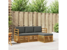 Vidaxl Conjunto De Sofás Para Exterior 4 Pcs Natural E Antracite
