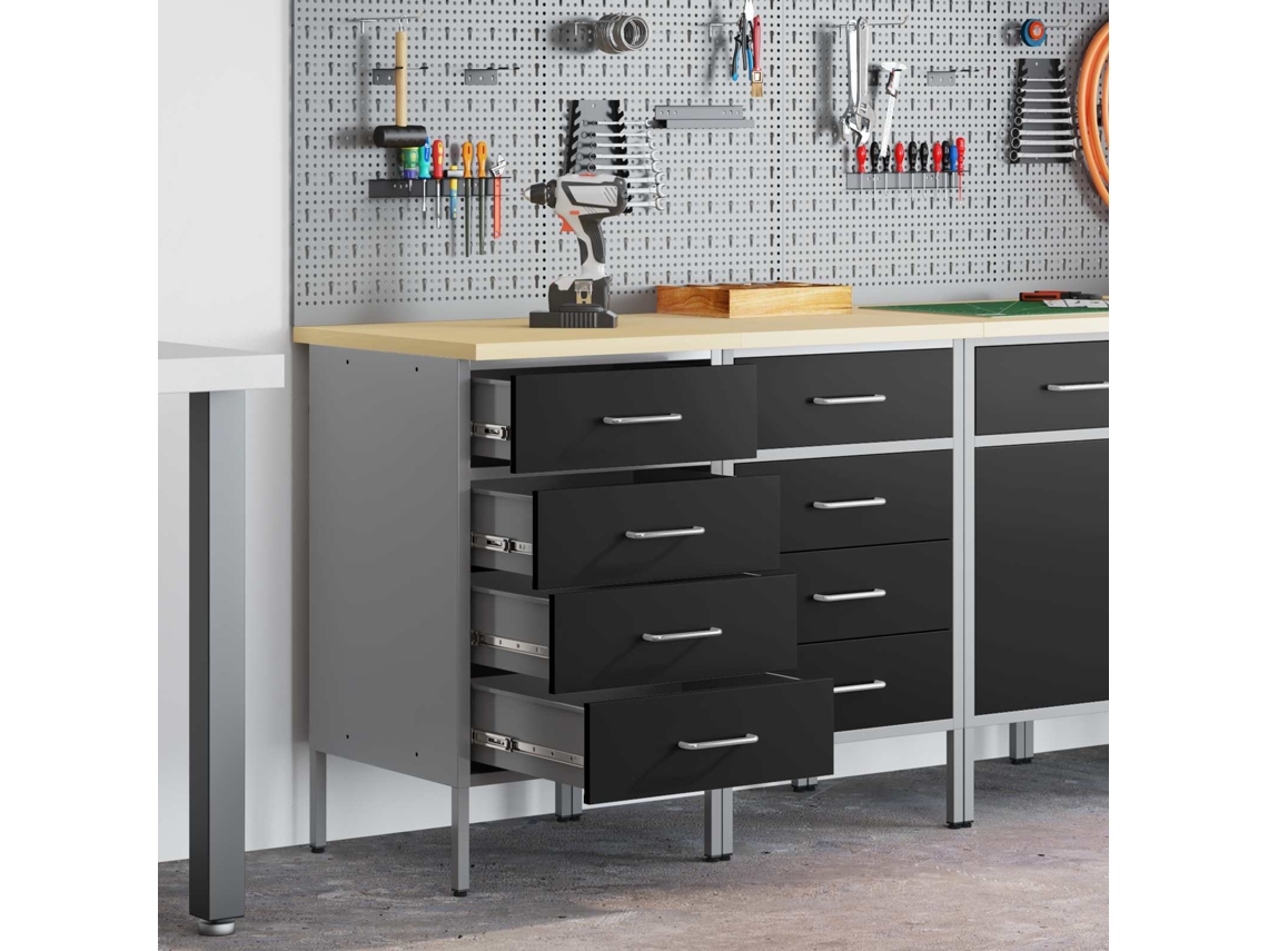 Vidaxl Armário De Trabalho 2 Pcs Preto E Cinza 100 X 55 X 85 Cm