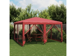 Vidaxl Tenda P/ Festas C/ 8 Paredes Laterais Malha 4x4 M Pead Vermelho