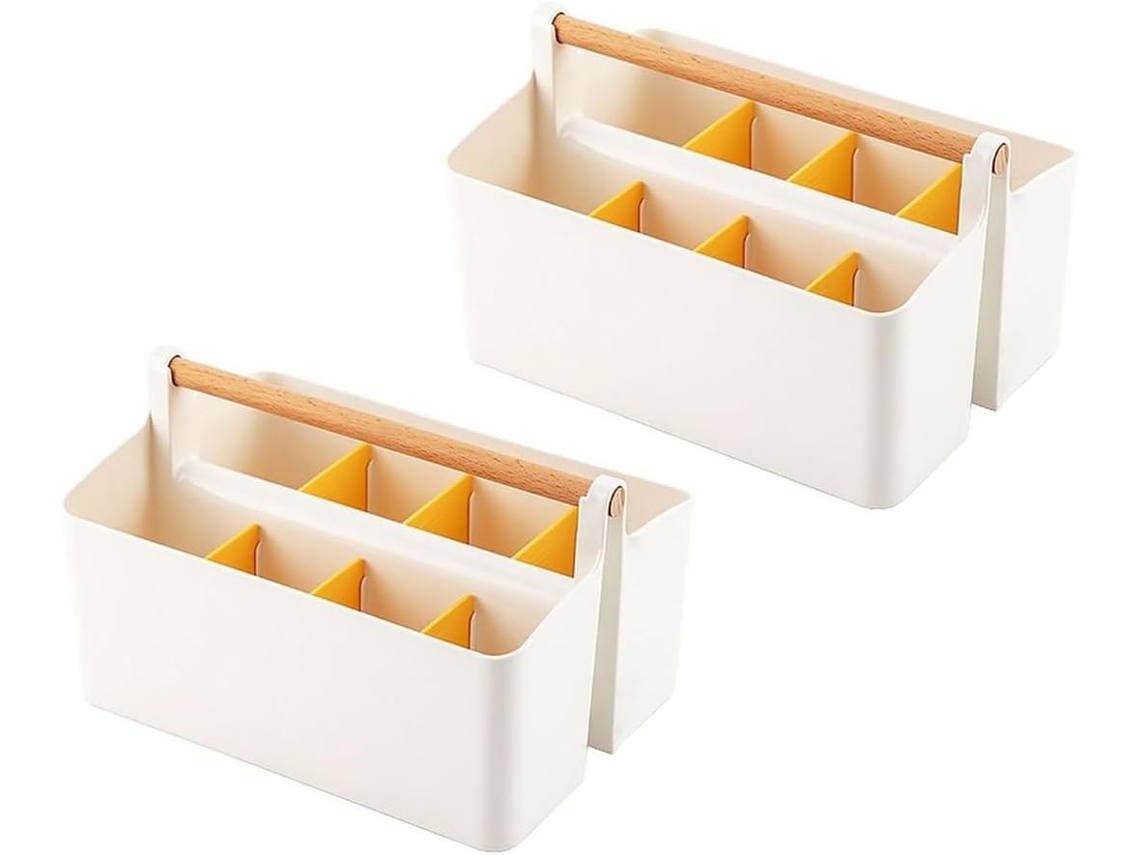 Porta-canetas Simples De Plástico Para Escritório, 2 Peças, Caixa Armazenamento Grande Capacidade