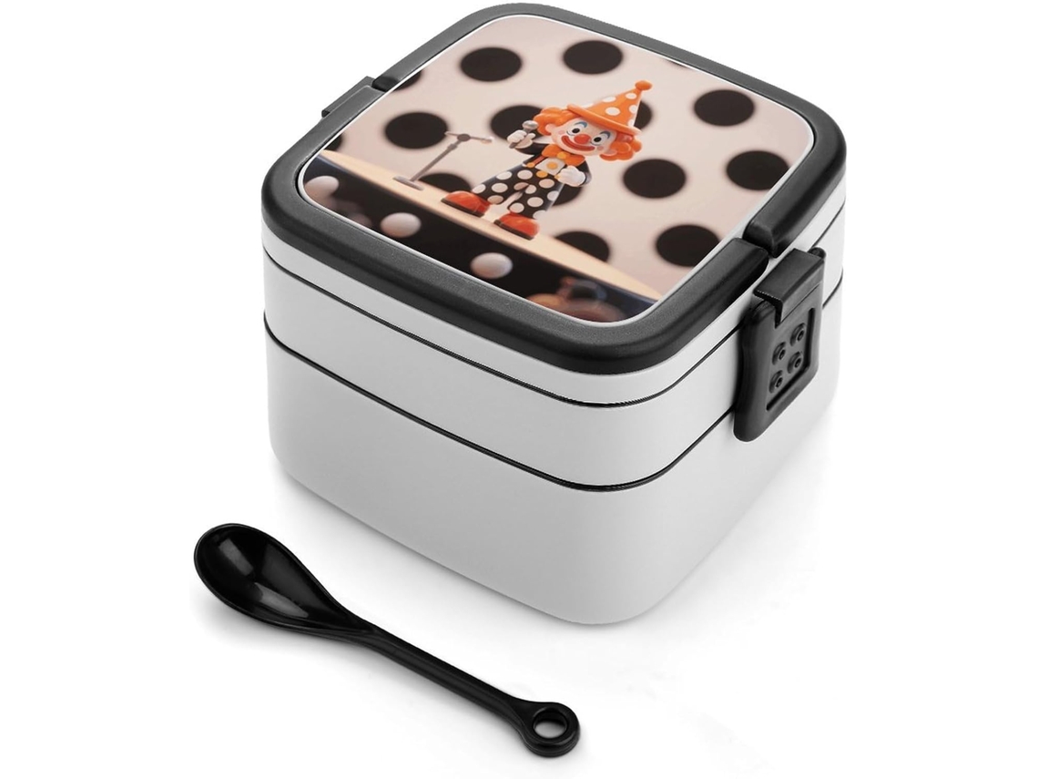 Lancheira Bento Laranja Com Estampa De Palhaço, Empilhável Com Tampas, Térmica, À Prova De Vazamentos, 2-compartimentos