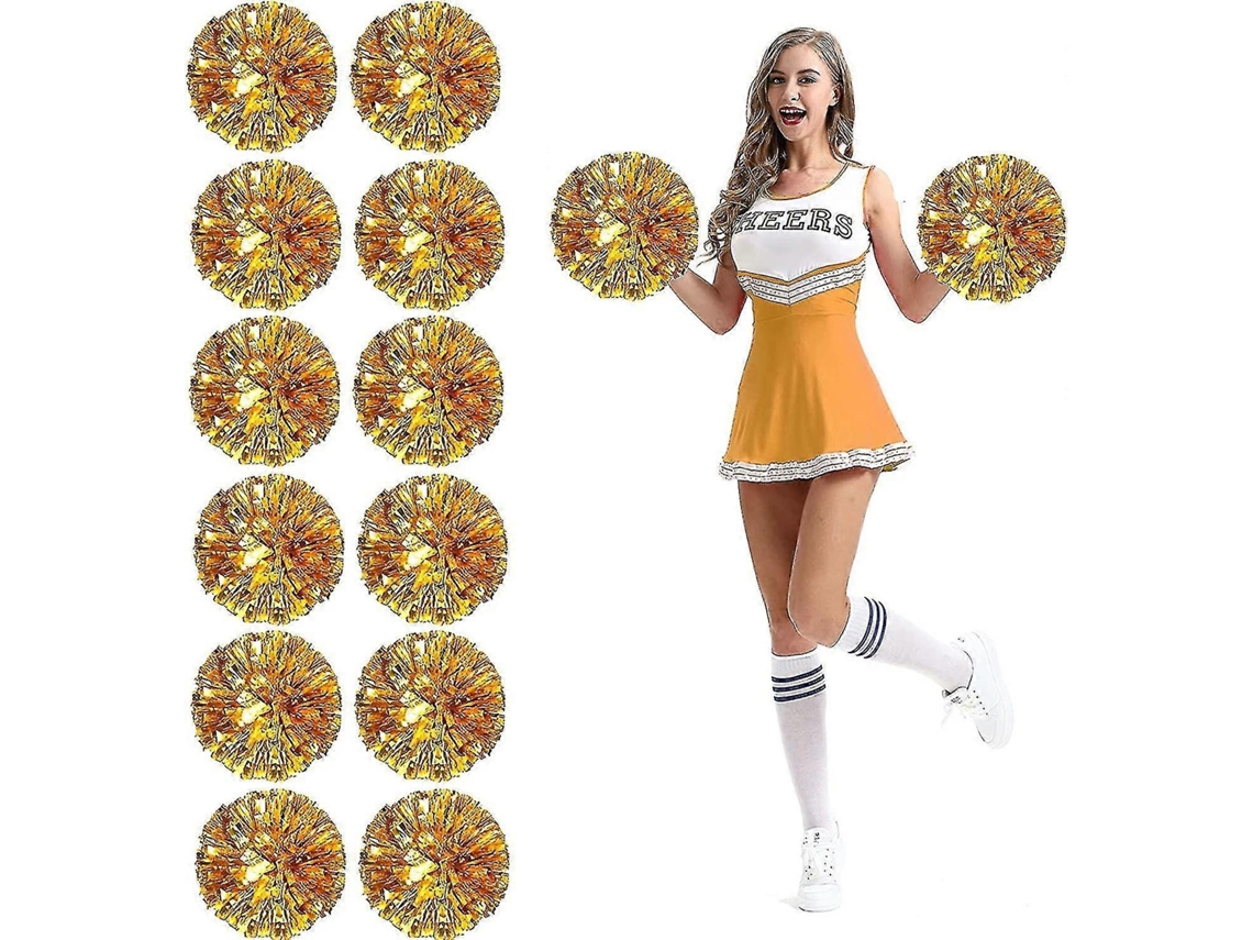 Omni-12 Pompones De Porristas Com Buracos Para Dedos De Lata Metálica Para Desportos E Eventos Oro Grande