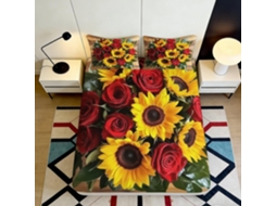 Conjunto de Cama Girassol Rosa Microfibra com Fronha 200x25cm S/MARCA