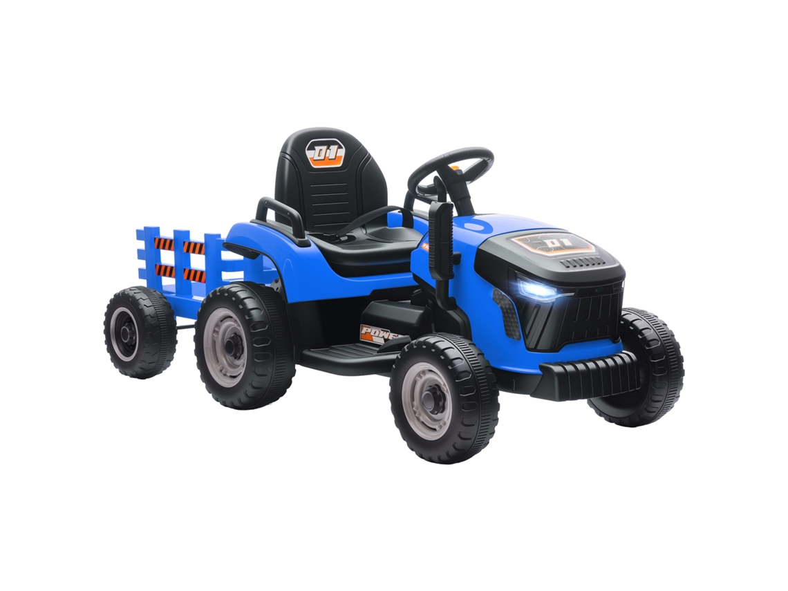 Trator Elétrico Infantil Reboque Removível 2.4g Azul