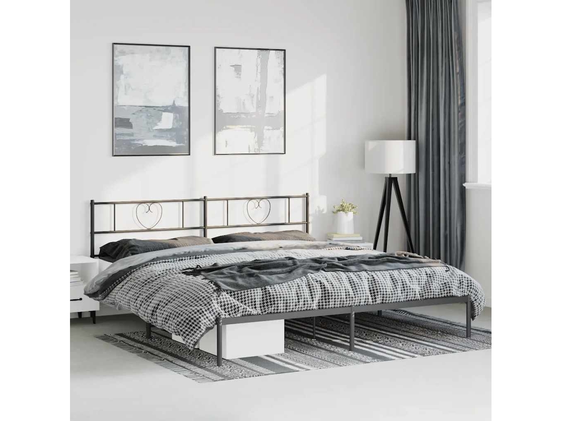Vidaxl Estrutura De Cama Com Cabeceira 183x213 Cm Metal Preto