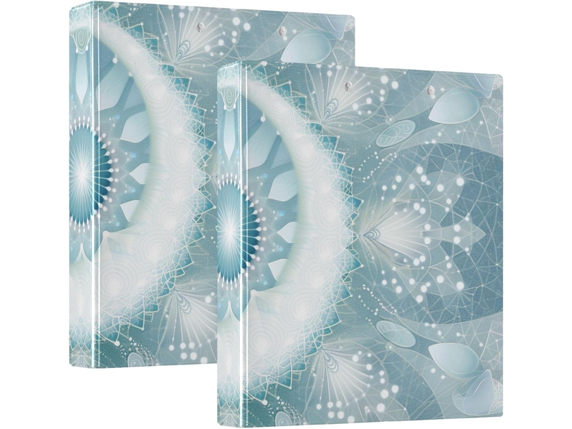 Pasta Escolar Estilo Boho Com Estampa De Mandala Floral, Azul Claro, 2, 5a 3, 8cm, 3 Argolas, Com Prancheta, Pacote Com
