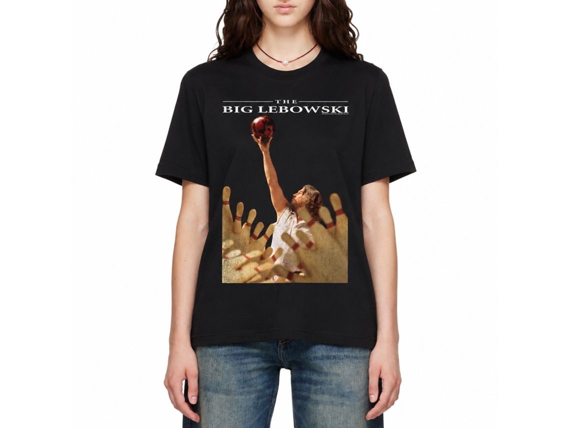 Rockinstone The Big Lebowski Ball Lift Black Adult T-shirt Size:m