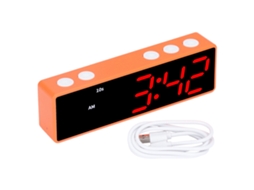 Rebe-relógio Eletrônico De Mesa Multifuncional Com Timer Digital Led Para Treinamento, Dormitório E Academia, Moldura Laranja, Tela Azul E Vermelha