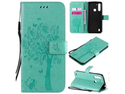 Capa De Couro Com Aba Horizontal, Estampa De Árvore E Gato Em Relevo, Com Suporte, Compartimentos Para Cartões, Carteira E Cordão Para Motorola Moto G