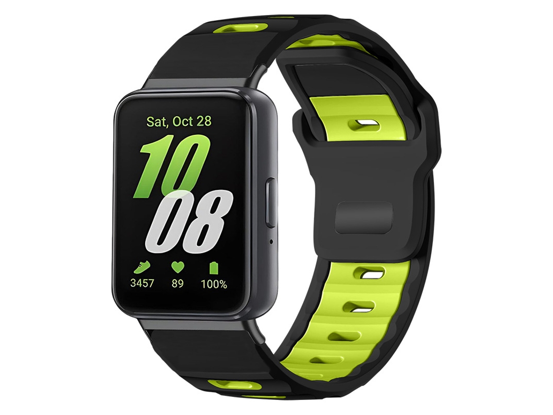 Pulseira Desportiva Em Silicone Para Samsung Galaxy Fit 3, Pulseira De Substituição Perfurada E Respirável Em Dois Tons Verde Fluorescente Panoona