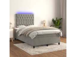 Vidaxl Cama Box Spring C/ Colchão/led 120x200 Cm Veludo Cinzento-claro