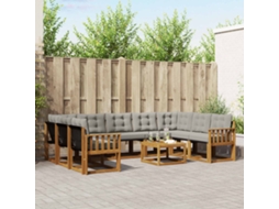 Vidaxl Conjunto De Sofás Para Exterior 10 Unid. Cinza Natural E Claro