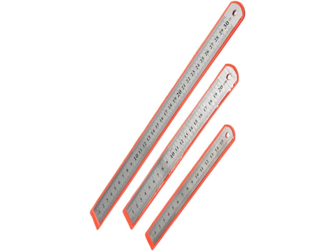 Régua De Aço Inoxidável Inoomp Com Escala Dupla, Conjunto De 3 Peças, Design Durável E Portátil, Ideal Para Material