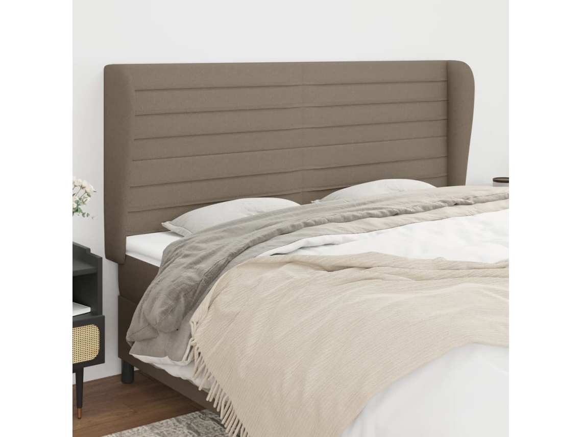 Vidaxl Cabeceira Cama Abas Tecido 183x23x118/128 Cm Cinza-acastanhado