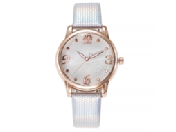 Relógio Feminino de Pulso de Quartzo com Correia de Pu Estilo Simples Prata