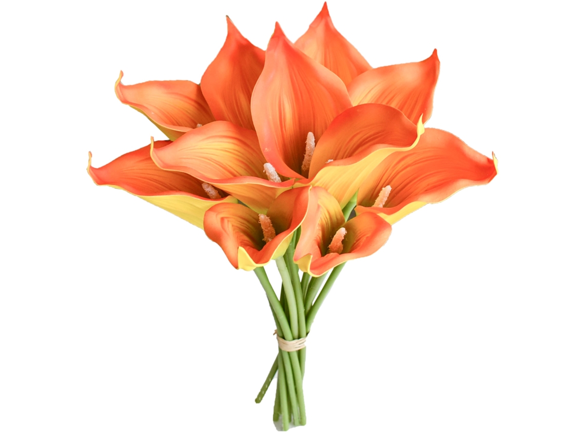 12 Peças Flores Artificiais De Seda De Lírio De Calla Laranja 13,5 Para O Dia Das Mães, Páscoa, Casa, Cozinha E Casamento Ehstmind