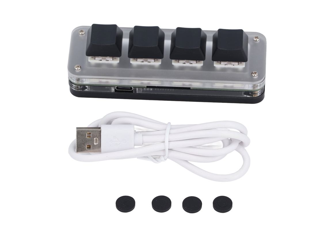 Teclado Mecânico Mini 4 Teclas Usb C Com Switch Vermelho Programável Rgb Anti Poeira Personalizável