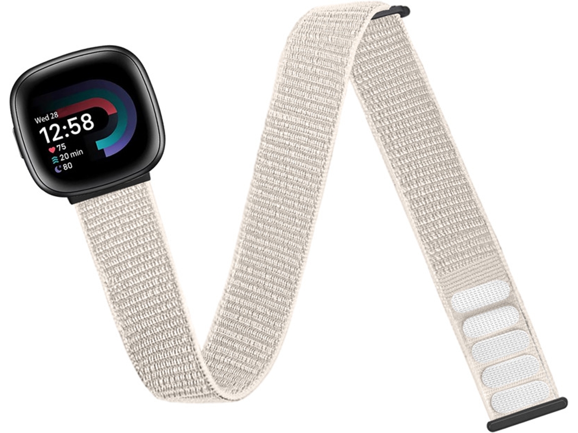 Pulseira Desportiva em Nylon para Fitbit Versa3, Tornozelo/Braço, Elástica Prateada NOVA