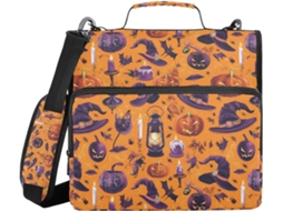 Pasta Organizadora De Halloween Com Estampa Abóbora Feita Bruxa, Com Zíper E Alça De Ombro, Impermeável, 3, 8cm 1, 5 Polegadas