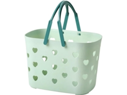 Conjunto de 2 Cestos Duche Empilháveis com Pegas para Artigos Higiene Pessoal na Casa Banho Verde, Banheiro