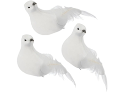 Conjunto 3 Pombas Decorativas Simuladas Prendedor Modelo Pomba Artificial Penas Ornamento Decoração Interiores GOKOCO