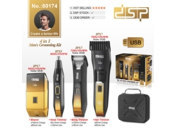 Máquina de cortar cabelo elétrica recarregável com visor digital LED e afiador.