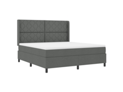 Cama Box  Com Colchão Cinza Escuro Vidaxl Em Tecido (180x200 Cm)