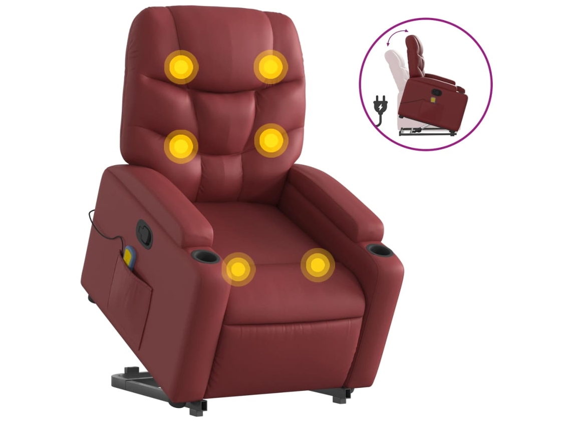 Stand Up Massage Recliner Chair, Stand Up Massage Recliner Chairs Vidaxl Vermelho Couro Artificial