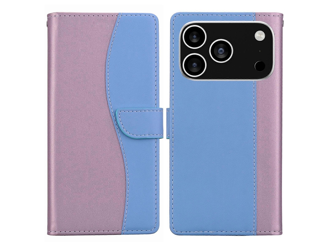 Capa De Couro Bicolor Com Relevo Para Celular