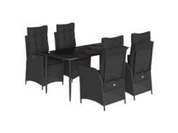 Conjunto de 5 Jantar para Jardim com Almofadões Vime Pe Preto MAISON EXCLUSIVE