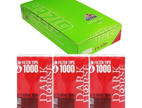 Super Fine 77mm 25 Livretos 3000 Filtros Dark Horse Slim 6x15mm Gizeh