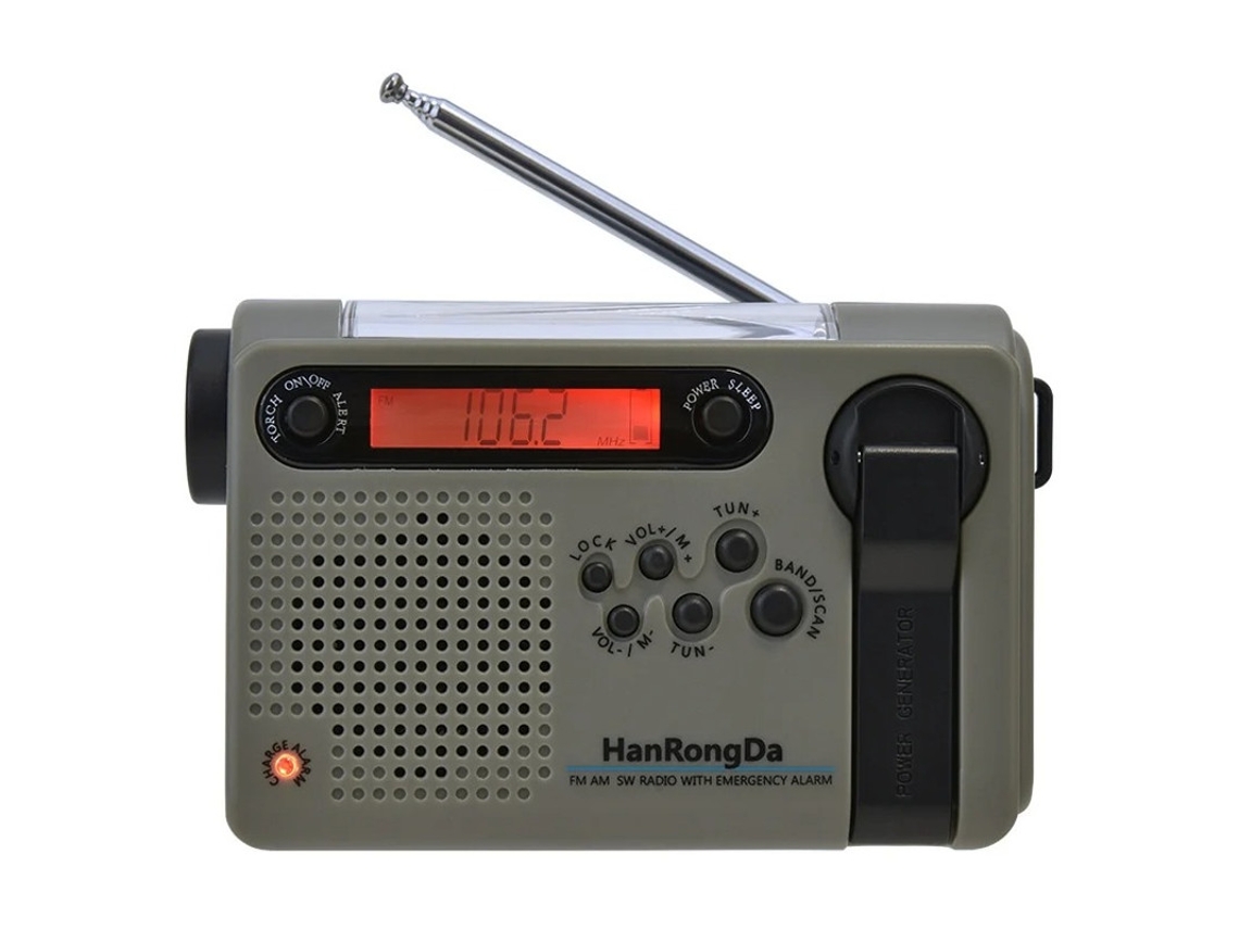 Rádio solar multifuncional de emergência 2000mAh com manivela e lanterna BESTVITE (verde militar)