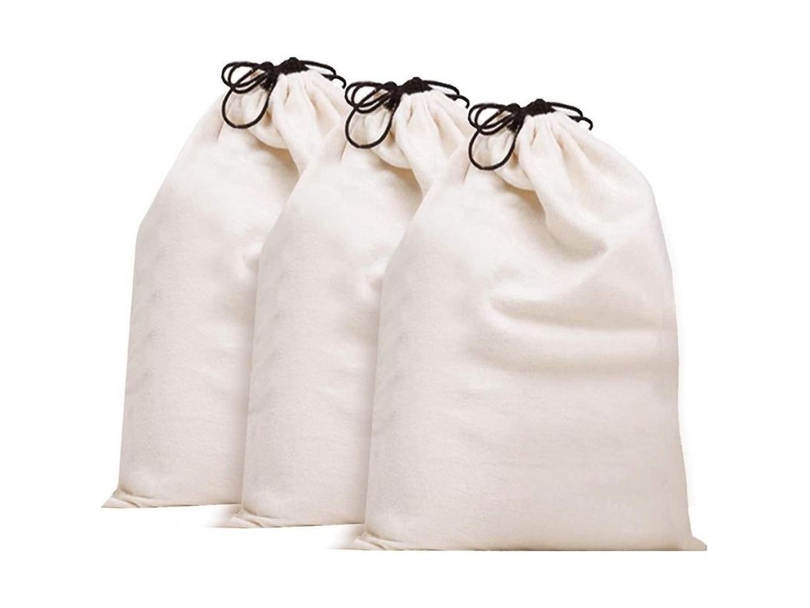 3 Bolsas de armazenamento de algodão respiráveis com cordão, 13,7x15,7 polegadas