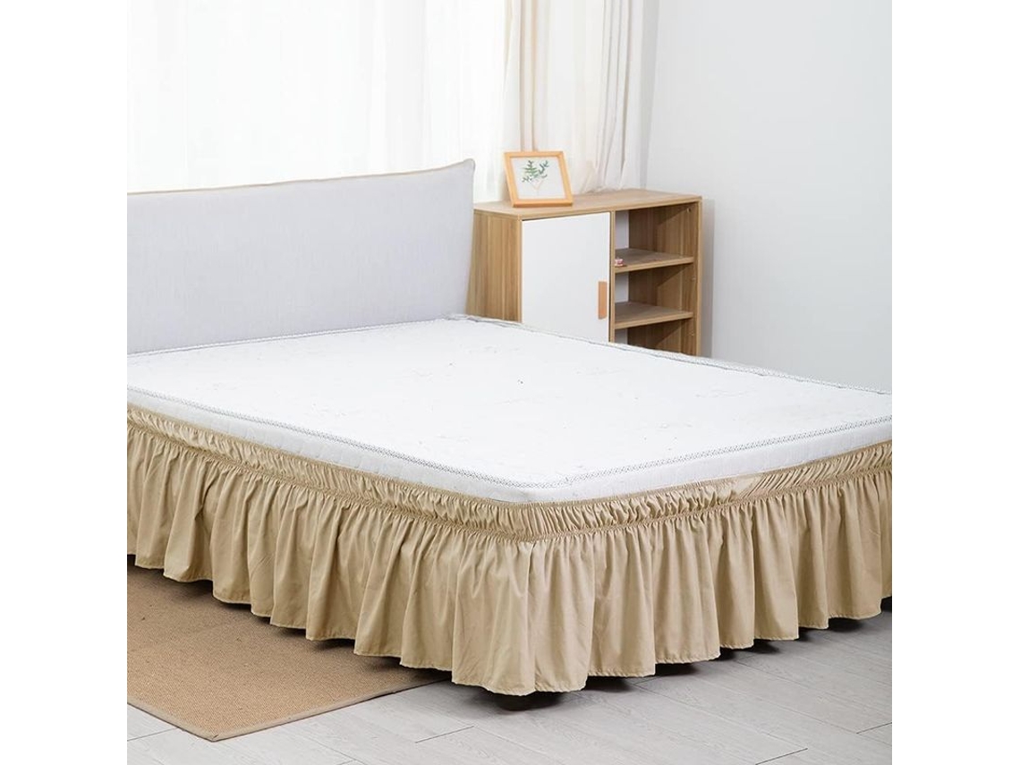 Saia de cama Nova Line, poliéster, 15" profundo, bege | S/MARCA