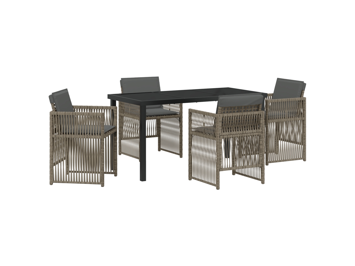Conjunto 5 De Jantar De Jardim Com Almofadas Vidaxl Cinza De Poliéster