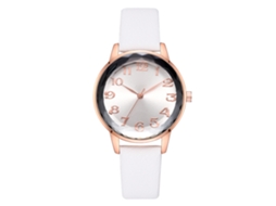 Relógio Feminino de Pulso de Liga Clássico Fashionado com Cinto de Couro Pu Quartzo Branco