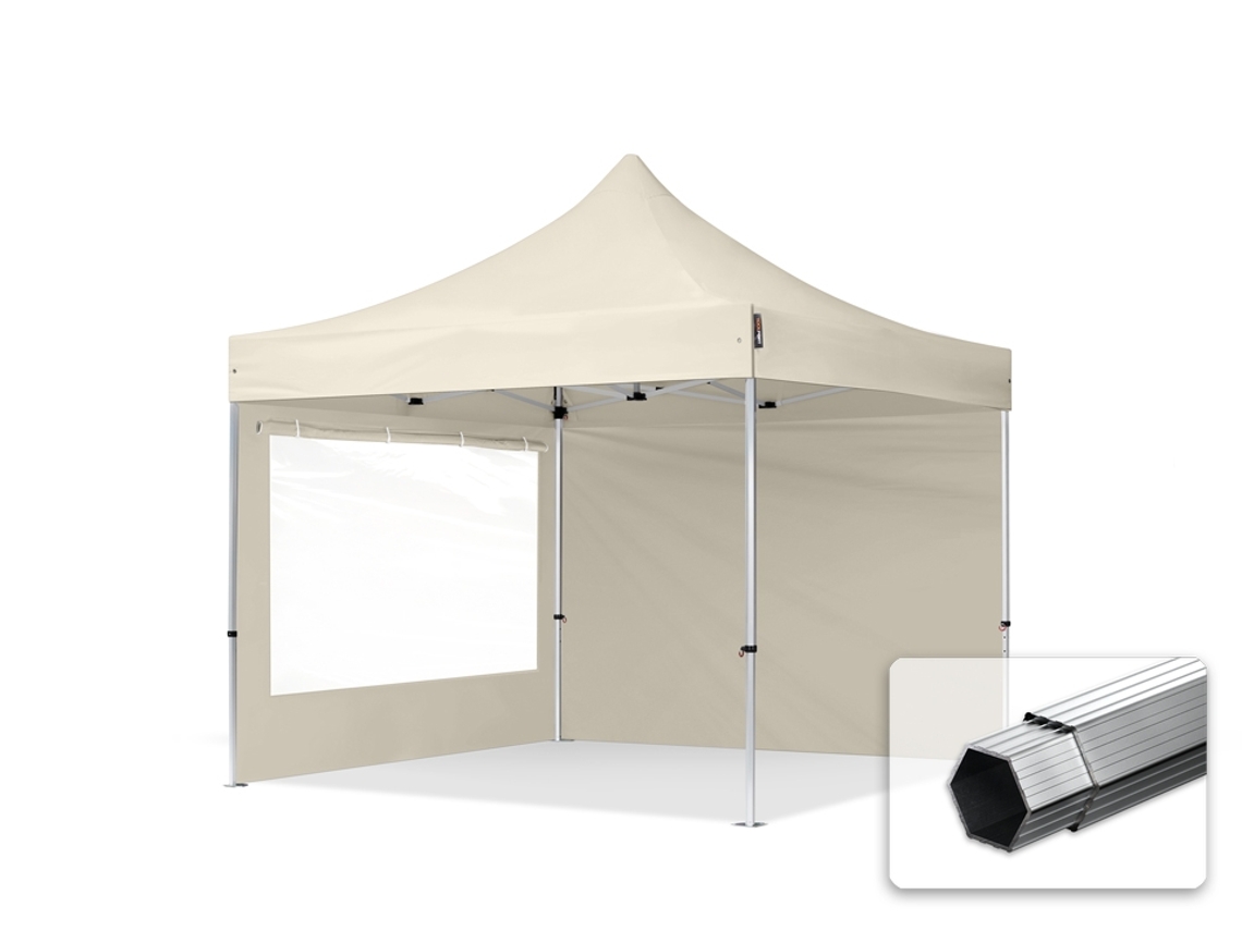 Tenda Dobrável 3x3m, Alumínio Profissional De 40 Mm, Laterais Com Janelas Panorâmicas, Creme