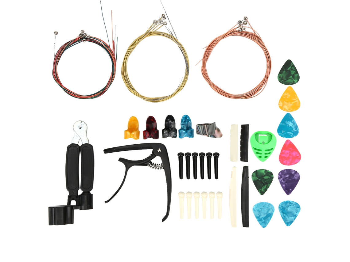 Kit De Acessórios Para Guitarra, Incluindo Cordas, Capo, Palhetas De Celuloide, Clipe Para Rastilho Superior E Inferior. Aquaforge