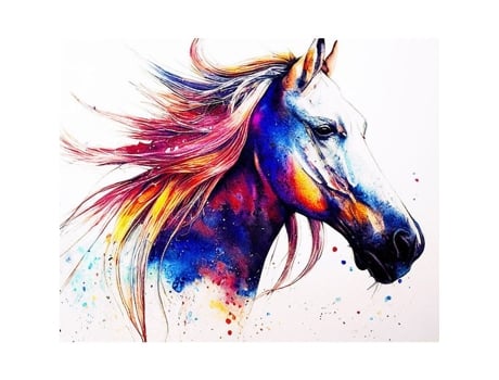 Kit De Pintura Diamante Modelo De Cavalo Colorido Animais 40x50cm Ctop