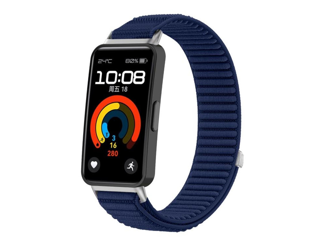 Bracelete para Huawei Band 10 / 9 / 8 Nylon Trançado Fecho de Velcro Interface Metálica Azure XIAOMOYU