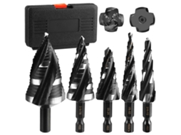 Conjunto de Brocas Escalonadasum Conjunto de 5 Brocas Escalonadas Espirais de Quatro Canais,adequadas para Aço Inoxidável, Alumínio, Madeira e Metal. X001