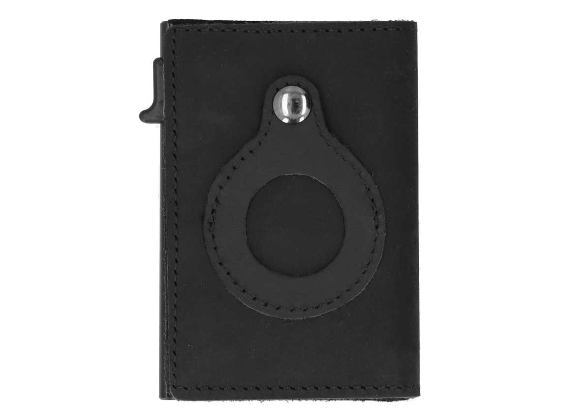 Carteira de Couro Genuíno Cowhide Automática para Cartões Multifuncional Preta | S/MARCA