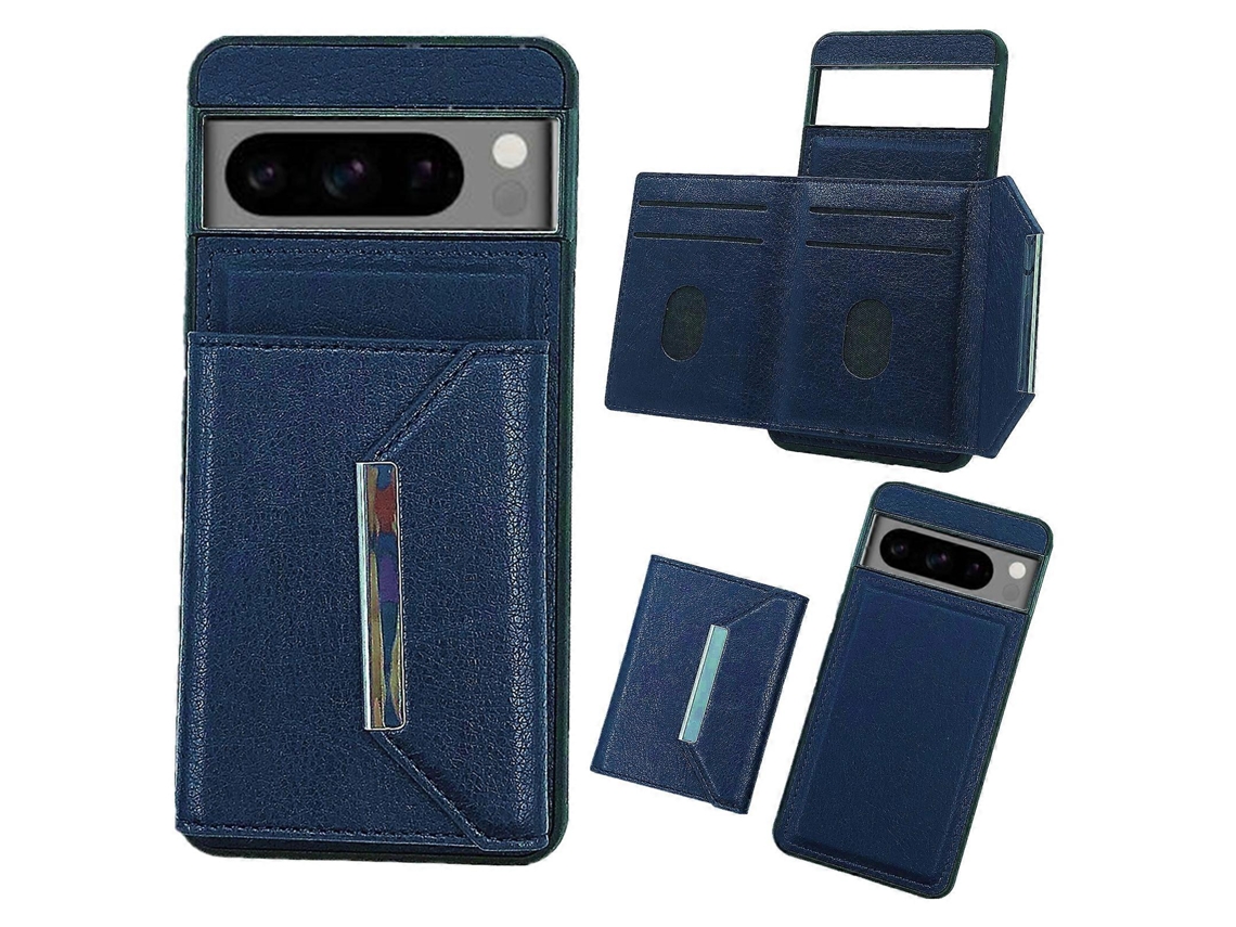 Capa De Celular Com Compartimento Para Cartões E Fivela De Metal De Cor Sólida