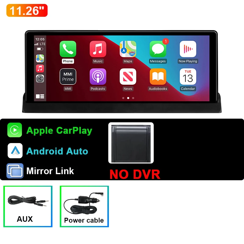 (dvr Sem Cartão) Câmera Veicular 4k De 11,26 Polegadas Com Carplay Sem Fio E Gps De Lente Dupla