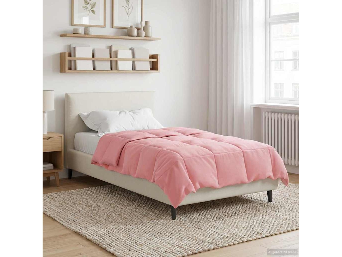 Vidaxl Edredom De Inverno Colchonete Rosa 155 X 220 Cm Microfibra