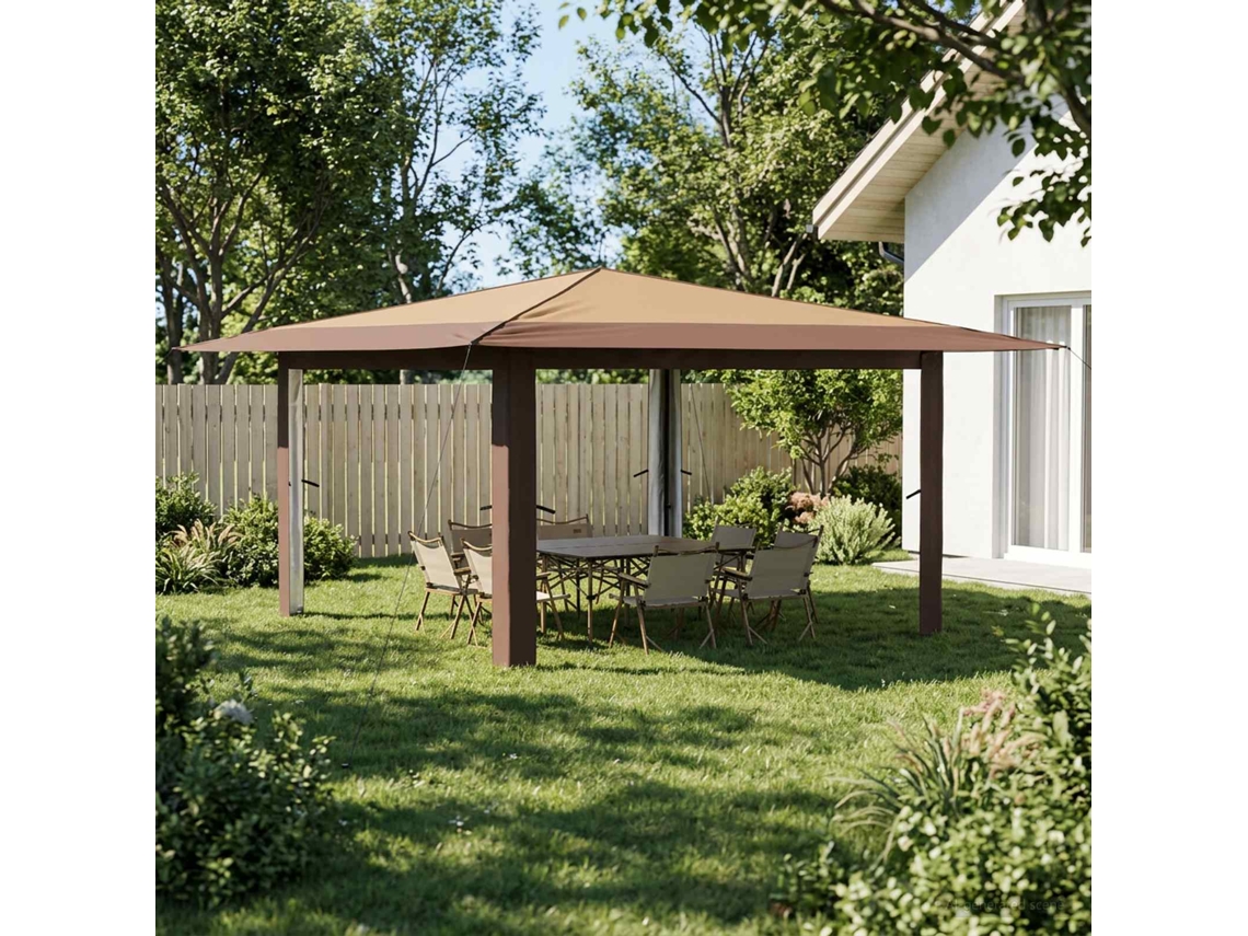 Vidaxl Gazebo Sem Lado 4 X 4 M Bege E Marrom