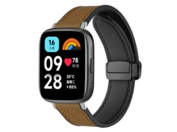 Bracelete para Redmi Watch 3 Active / Lite Fivela Magnética Estampa Crazy Horse Marrom Claro XIAOMOYU