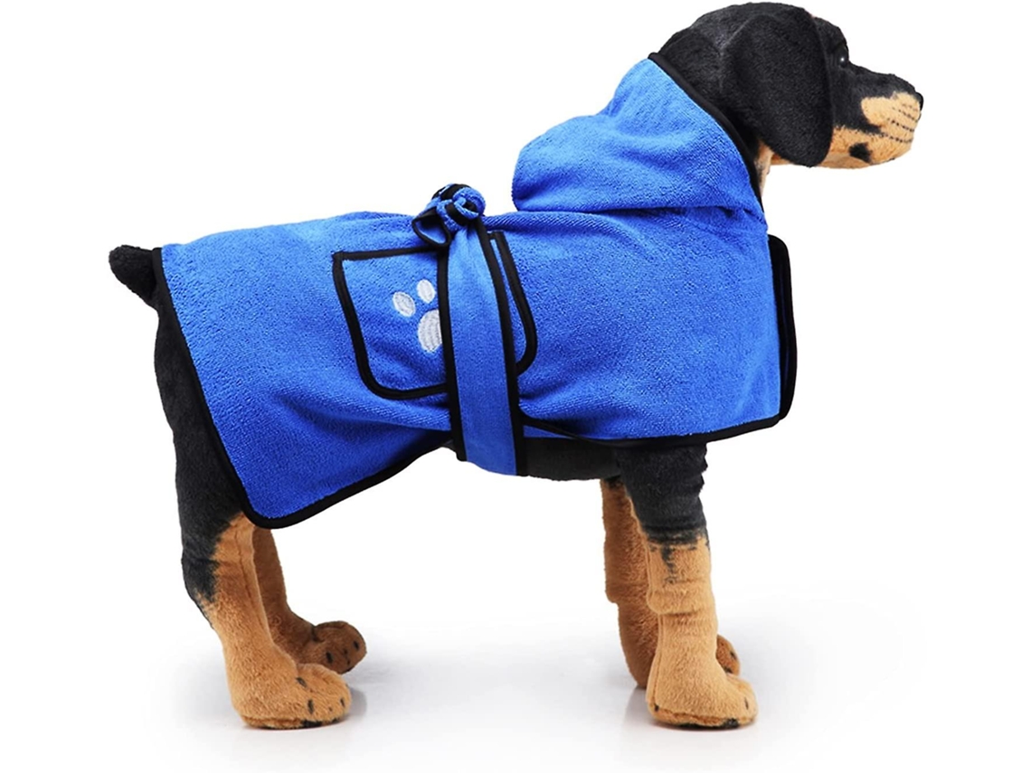 Toalha Para Banho Cão Com Bolsos, Capuz, Cinto, Super Absorvente, Portátil E Macia