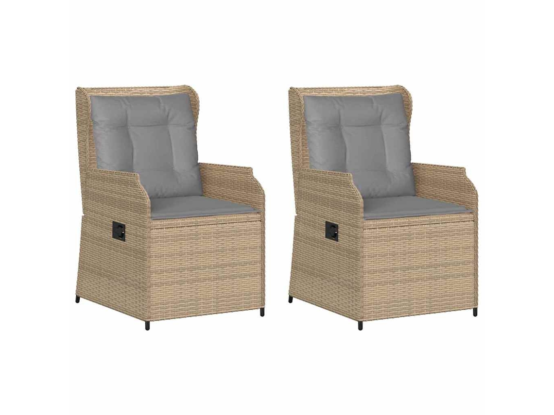 Conjunto 2 Banco De Jardim Vidaxl Bege Vime Pe (55 X 67 X 95 Cm)